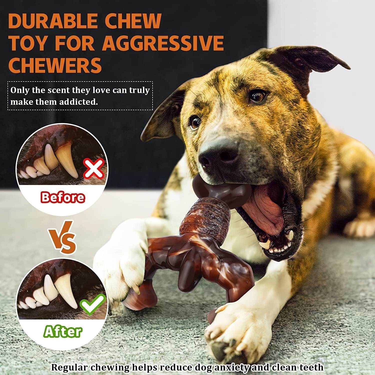 Indestructible Dog Chew Toys for Aggressive Chewers, Bacon Flavored - Simply Petastic