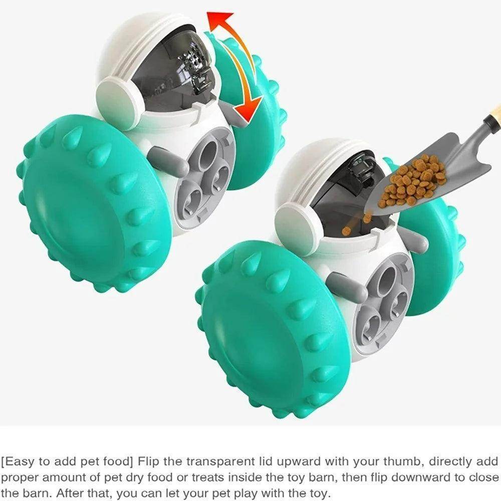 Dog Treat Ball IQ Training Treat Dispensing Dog Toys Interactive Food Puzzles Ball for Dogs Cats Pet Slow Feeder Ball Robot Green - Simply Petastic