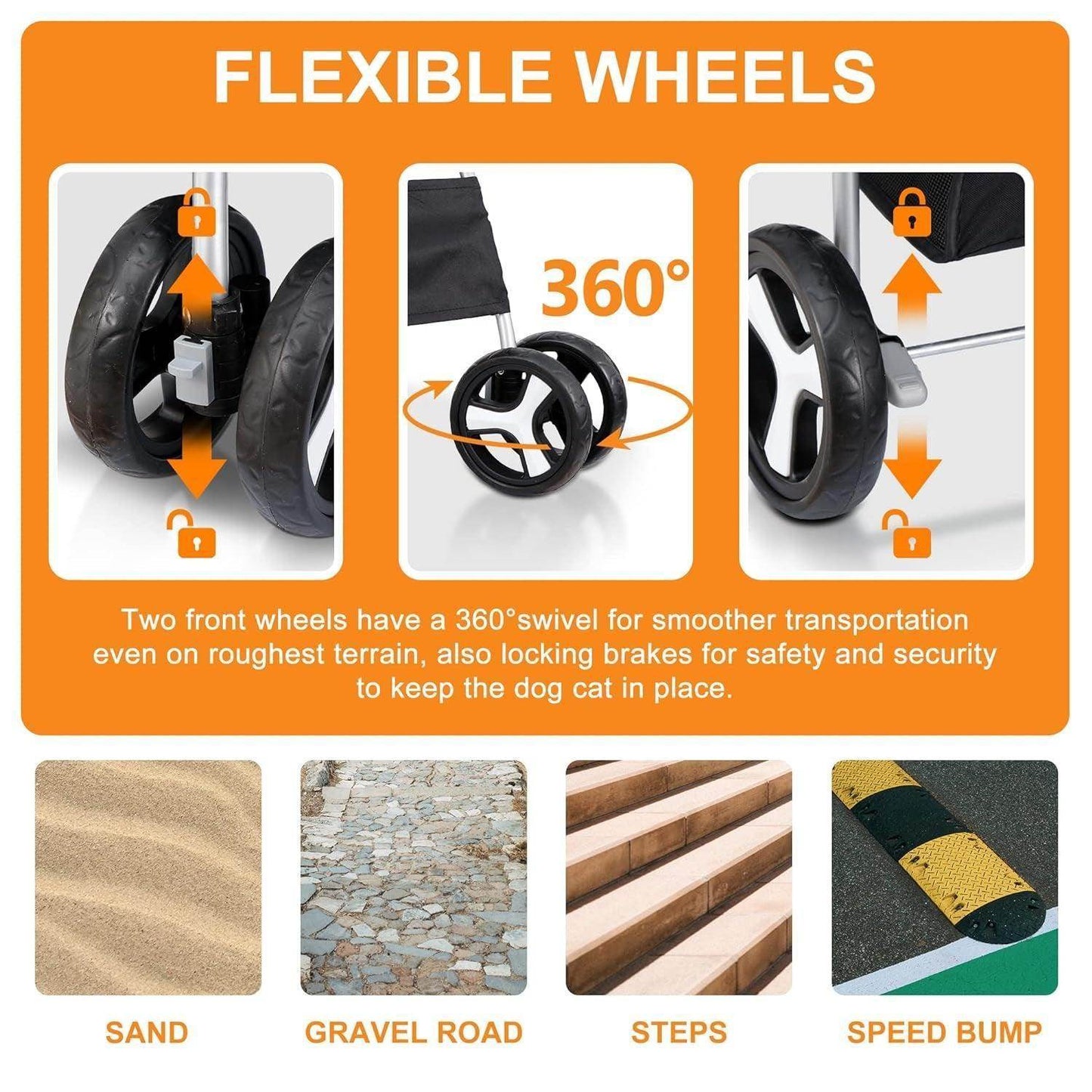 Pet Stroller 4 Wheels Dog Cat Stroller for Small Medium Dogs Cats Foldable Puppy Stroller with Storage Basket and Cup Holder - Simply Petastic