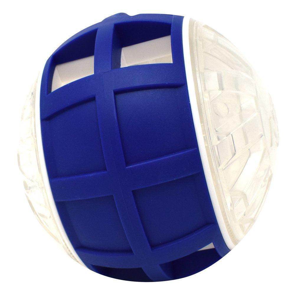 Puzzle Treat Ball 3.5” Slow Feeder Dog Toy for Small & Medium Dogs, Clear & Blue - Simply Petastic