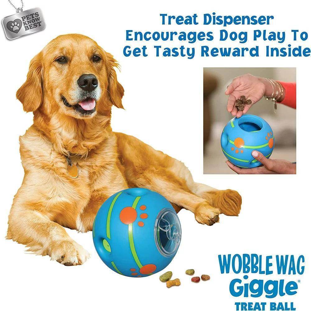 Wobble Wag Giggle Treat Ball, Interactive Dog Toy & Treat Dispenser, Blue - Simply Petastic