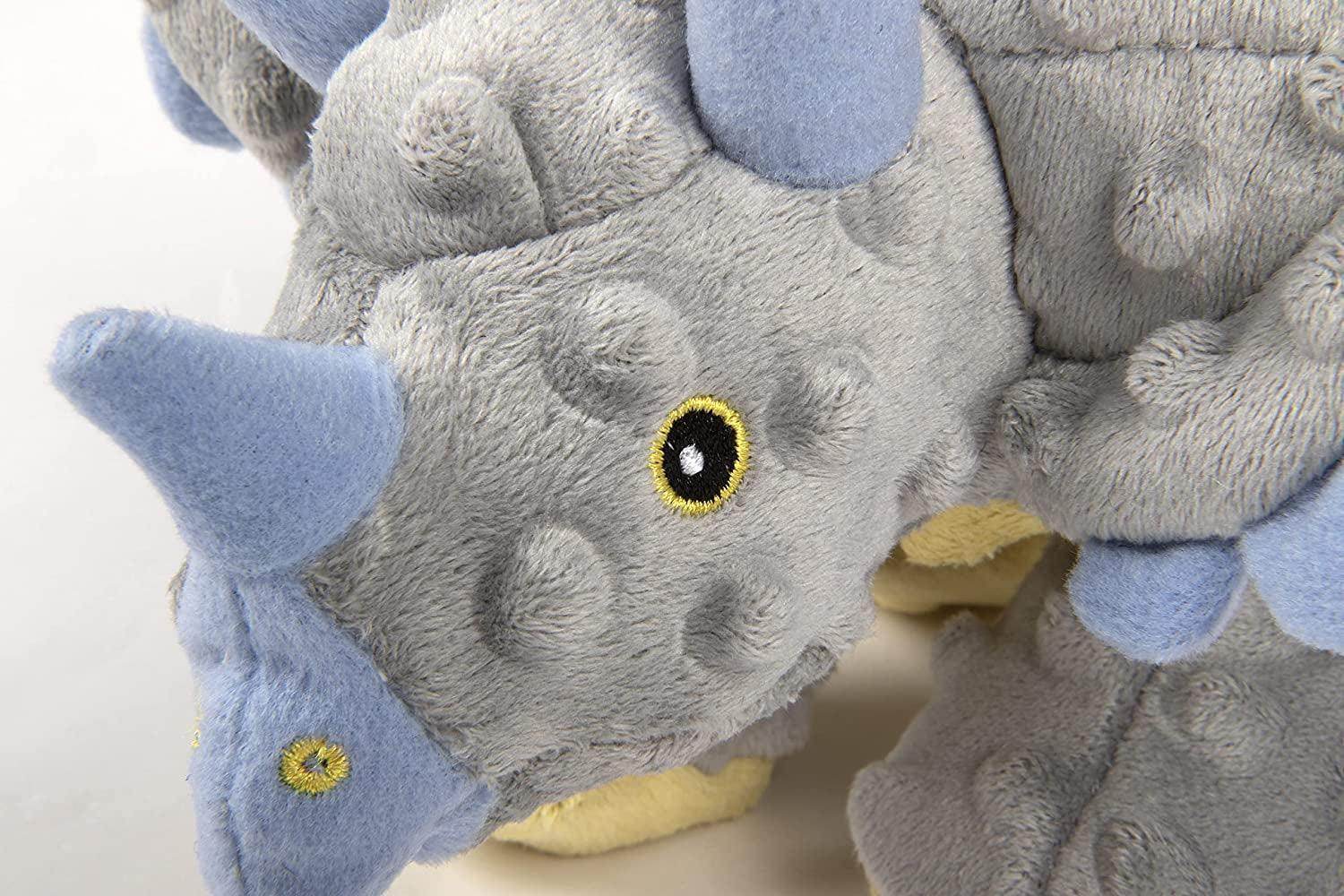 Dinos Frills Squeaky Plush Dog Toy, Chew Guard Technology - Gray, Large - Simply Petastic