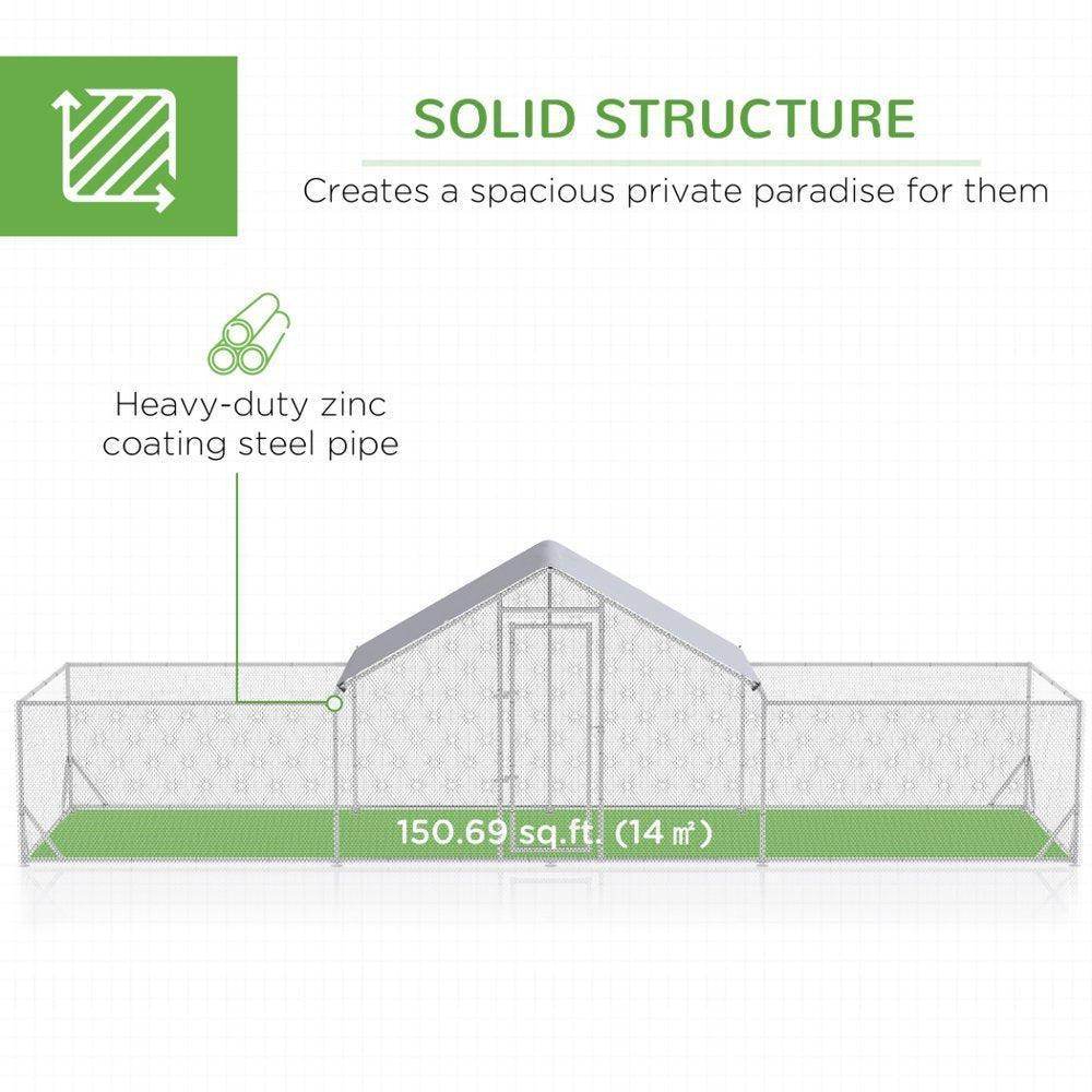Large Metal Chicken Coop with Waterproof Shady Roof, Pet Playpen with Lockable Door for 12-14 Small Animals, Spire Shaped Walk in Fence - Simply Petastic