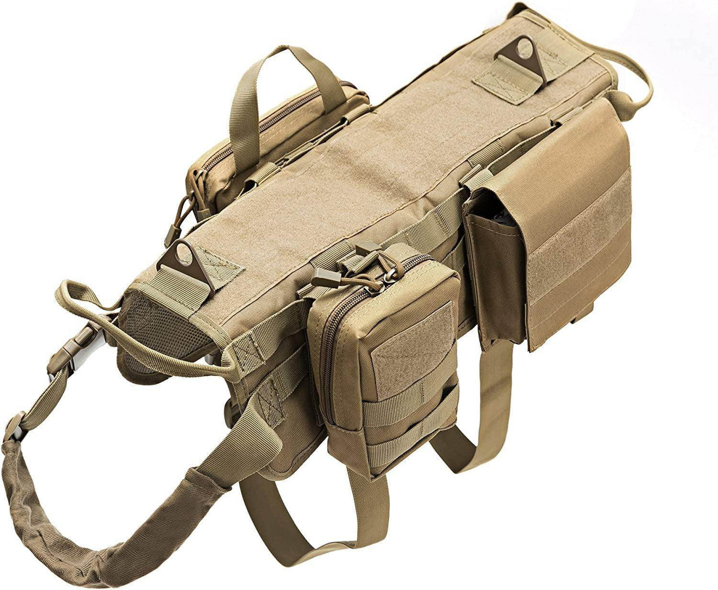 Tactical Dog Molle Vest Harness K9 Adjustable Outdoor Training Service Camouflage Harness with 3 Detachable Pouches Camouflage Size XL - Simply Petastic
