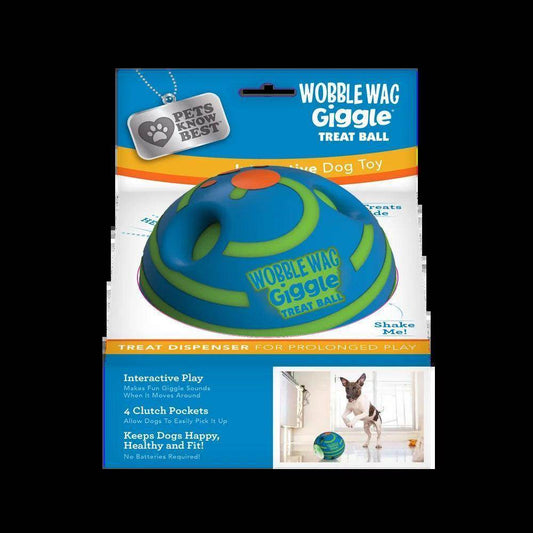 Wobble Wag Giggle Treat Ball, Interactive Dog Toy & Treat Dispenser, Blue - Simply Petastic