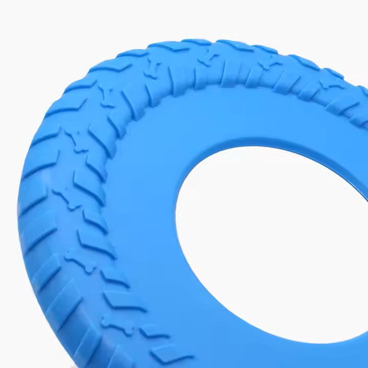 Outdoor Blue Dog Rubber Tire Flyer Dog Frisbee Fetch Toy