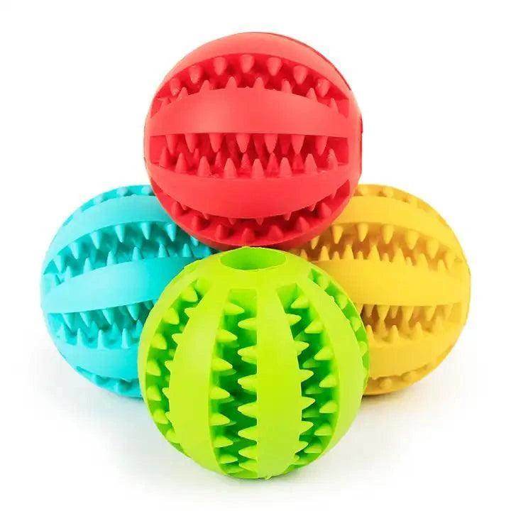 2pc Treat Feeder Tooth Cleaning Bite Resistant Rubber Chew Ball Toy - Simply Petastic