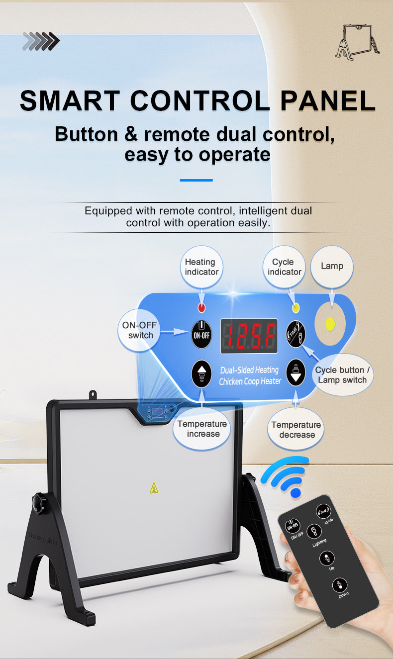 Dual Sides Temperature Display Poultry Coop Heater Chicks Warmer 35 Chick Brooder Heater