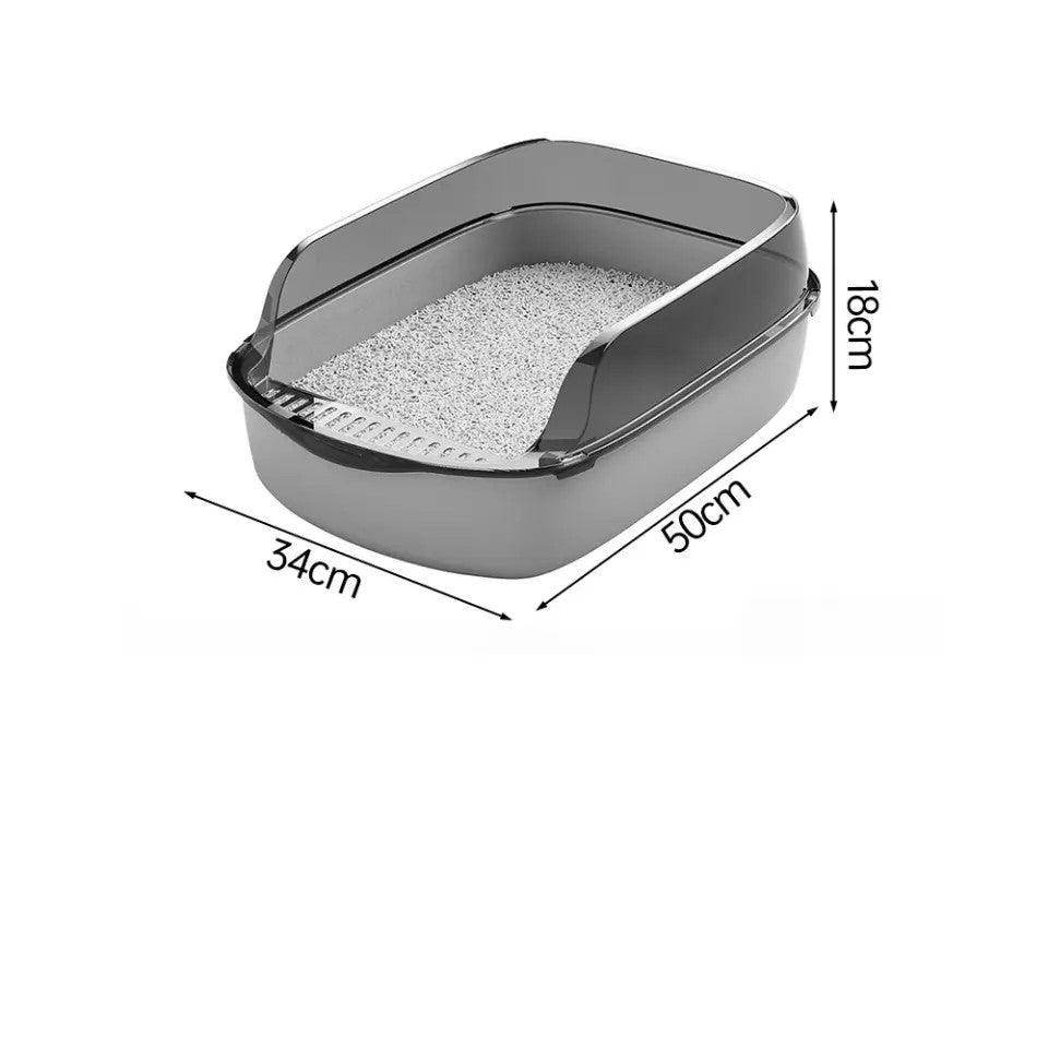 High-Sided Cat Litter Box Elevated Rim With Scooper - Simply Petastic