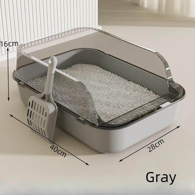 High-Sided Cat Litter Box Elevated Rim With Scooper - Simply Petastic