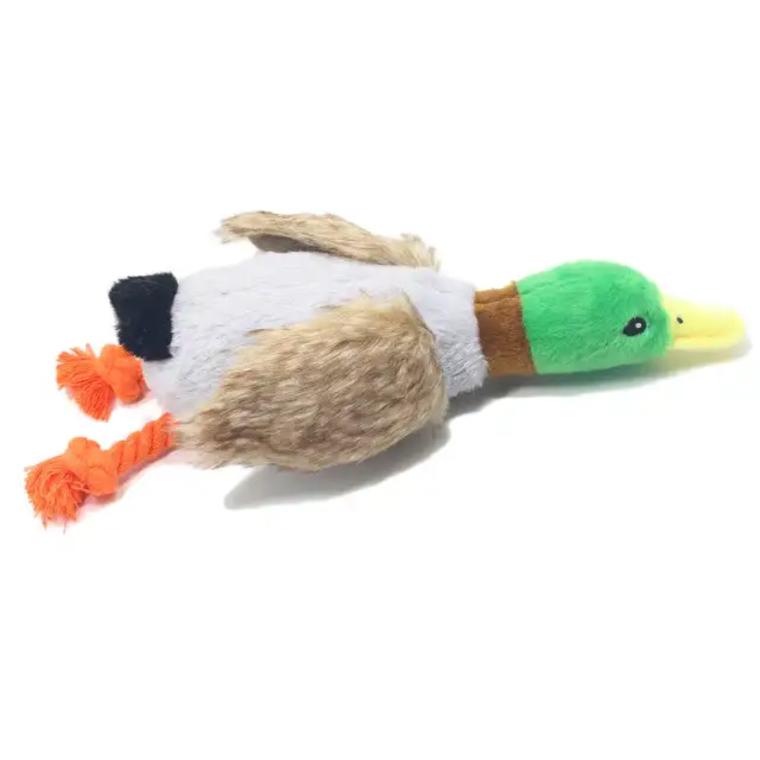 Plush Squeaky Chew Toy Duck with Rope Feet
