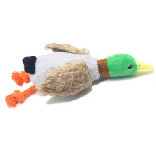 Plush Squeaky Chew Toy Duck with Rope Feet