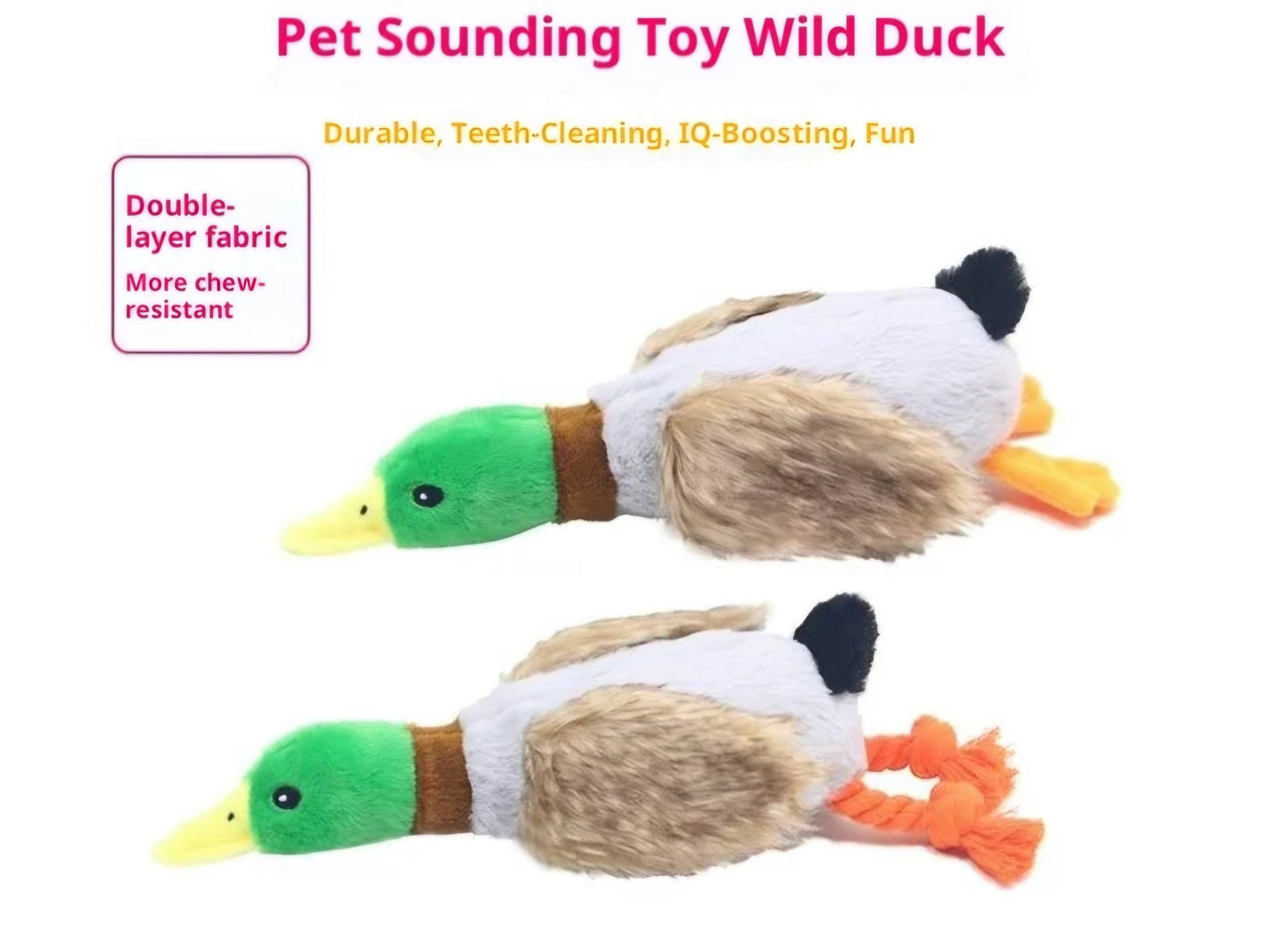 Plush Squeaky Chew Toy Duck with Rope Feet