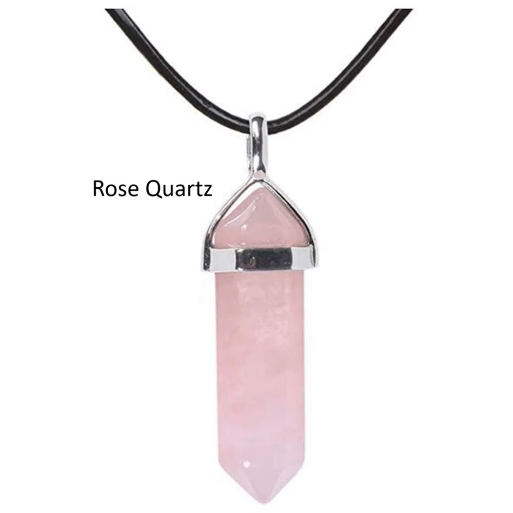 Crystal Point Chakra Healing Gemstone Pendant Necklace Stone