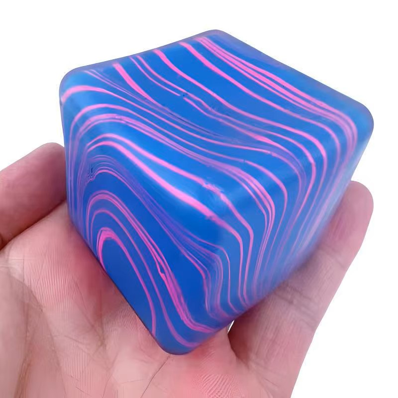 Stress Cube Toys, Adults Squishies Anxiety Relief Maltose Ball, Gel Filled Stretchy Stress Balls for Anxiety Relief, Sensory & Focus, Cool Colorful Fidgets Cubes