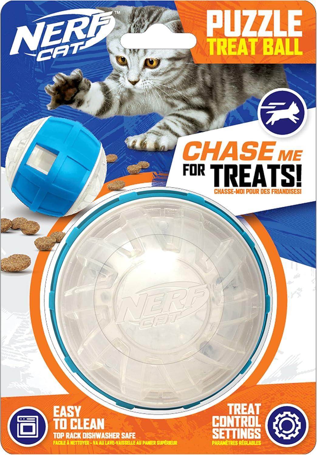 Puzzle Treat Ball 3.5” Slow Feeder Dog Toy for Small & Medium Dogs, Clear & Blue - Simply Petastic