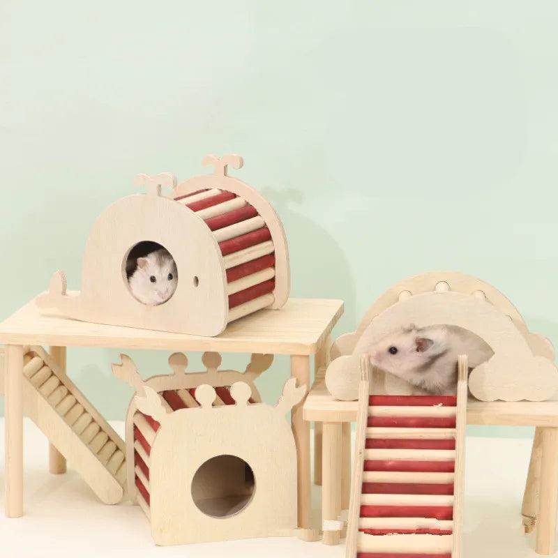 Hamster Wooden Bedroom Arch Bridge Climbing Ladder Hamster Landscaping Supplies - Simply Petastic