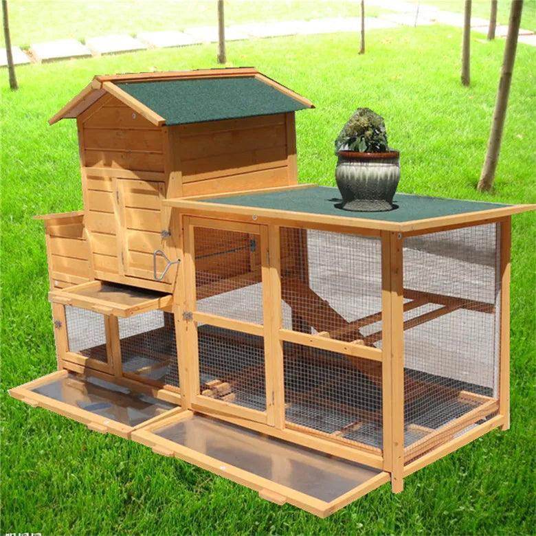 Classical large 2 floor animal cages wooden chicken coop with egg nest - Simply Petastic