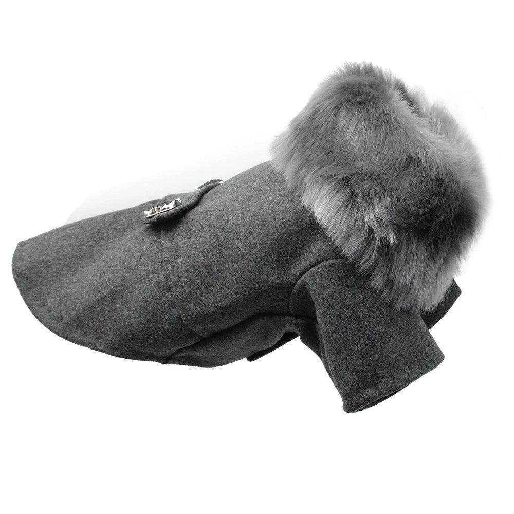 Winter Pea Coat With Fur Collar For Small Medium Dogs - Simply Petastic