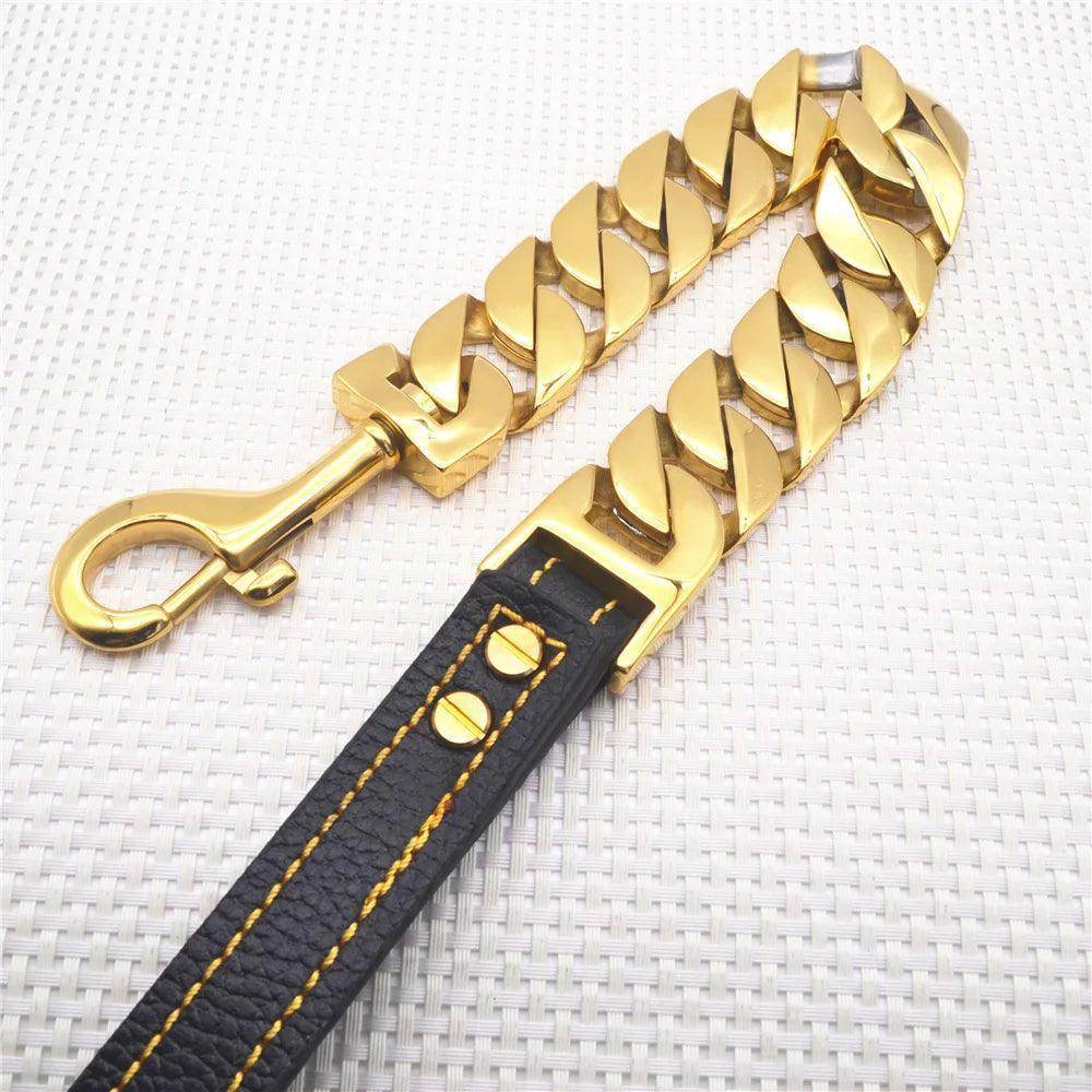 Stylish Gold Titanium Chains for Your Dog's Daily Walks - Simply Petastic