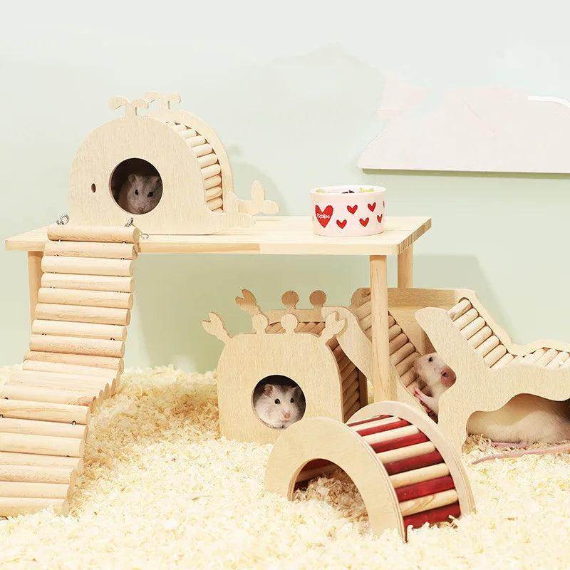 Hamster Wooden Bedroom Arch Bridge Climbing Ladder Hamster Landscaping Supplies - Simply Petastic