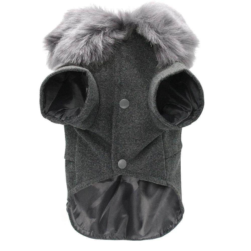 Winter Pea Coat With Fur Collar For Small Medium Dogs - Simply Petastic