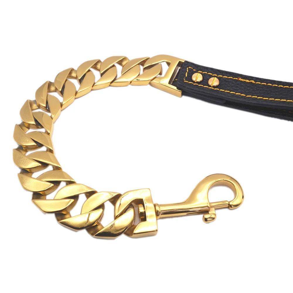 Stylish Gold Titanium Chains for Your Dog's Daily Walks - Simply Petastic