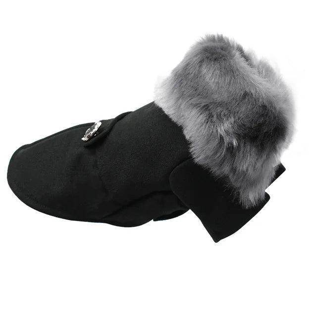 Winter Pea Coat With Fur Collar For Small Medium Dogs - Simply Petastic