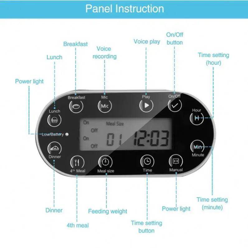 3.5L Smart Automatic Pet Feeder Voice Record Stainless Steel LCD Screen Timer For Dog Food Bowl Cat Food Dispenser Pet Supplies - Simply Petastic