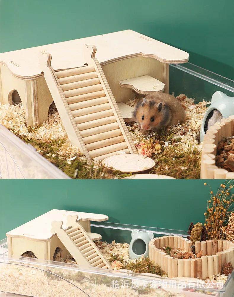 Hamster Wooden Bedroom Arch Bridge Climbing Ladder Hamster Landscaping Supplies - Simply Petastic